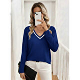 Lucky Life Kadın Uzun Kollu V Yakalı Viskon Iki Iplik Bluz