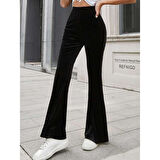 Lucky Life Kadın Yüksek Bel Paçaya Doğru Genişleyen Kadife Pantolon