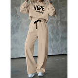 Lucky Life Kadın Uzun Kollu Nope Baskılı Beli Ribanalı Ikili Takım