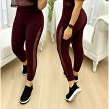 Lucky Life Kadın Yüksek Bel File Detaylı Dar Kesim Viskon Iki Iplik Pantolon