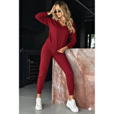 Lucky Life Kadın Uzun Kollu V Yakalı Viskon Iki Iplik Bluz Ve Pantolon Ikili Takım