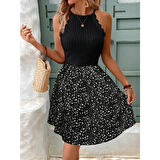 Lucky Life Kadın Omuzlardan Açık Reglan Kol Detaylı üst Fırfırlı Kaşkorse Alt Süprem Elbise