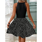 Lucky Life Kadın Omuzlardan Açık Reglan Kol Detaylı üst Fırfırlı Kaşkorse Alt Süprem Elbise