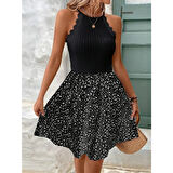 Lucky Life Kadın Omuzlardan Açık Reglan Kol Detaylı üst Fırfırlı Kaşkorse Alt Süprem Elbise