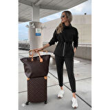 Lucky Life Kadın Uzun Kollu Balıkçı Yaka Belden Lastikli Modal Bluz Ve Pantolon Ikili Takım