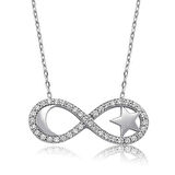 Gümüş Sonsuzluk Ay Yıldız Kadın Kolye