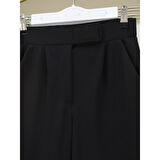 Cırtlı Fermuarlı Palazzo Pantolon -Siyah