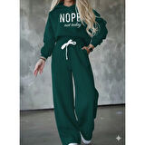 Lucky Life Kadın Uzun Kollu Nope Baskılı Beli Ribanalı Ikili Takım