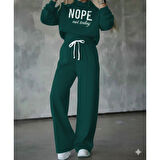 Lucky Life Kadın Uzun Kollu Nope Baskılı Beli Ribanalı Ikili Takım