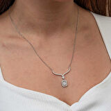 Gümüş Baget Taşlı Gerdanlık Model Kadın Kolye