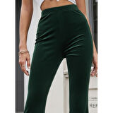 Lucky Life Kadın Yüksek Bel Paçaya Doğru Genişleyen Kadife Pantolon