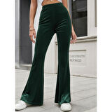 Lucky Life Kadın Yüksek Bel Paçaya Doğru Genişleyen Kadife Pantolon