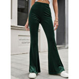 Lucky Life Kadın Yüksek Bel Paçaya Doğru Genişleyen Kadife Pantolon