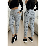 Lucky Life Kadın Yüksek Bel Bağcıklı Desenli Iki Iplik Pantolon