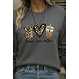 Lucky Life Kadın Uzun Kollu Bisiklet Yaka Kalp Desenli Viskon Iki Iplik Bluz