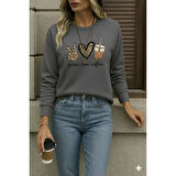 Lucky Life Kadın Uzun Kollu Bisiklet Yaka Kalp Desenli Viskon Iki Iplik Bluz