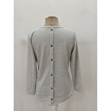 Lucky Life Kadın Uzun Kollu Yuvarlak Yaka Arkadan Düğmeli Waffle Bluz