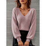 Lucky Life Kadın Uzun Kollu V Yakalı Triko Bluz