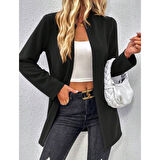 Lucky Life Kadın Uzun Kollu önü Açık Uzun Modal Ceket