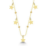 Gümüş Gold Yıldızlı Dorika Kadın Kolye