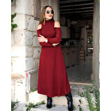 Lucky Life Kadın Balıkçı Yaka Omuzlardan Açık Uzun Kollu Janjan Krep Elbise