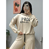 Lucky Life Kadın Uzun Kollu Nope Baskılı Beli Ribanalı Ikili Takım