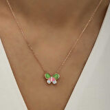 Gümüş Rose Minimal Kelebek Kadın Kolye