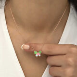 Gümüş Rose Minimal Kelebek Kadın Kolye