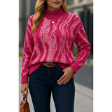 Lucky Life Kadın Uzun Kollu Balıkçı Yaka çok Renkli Triko Bluz