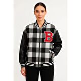 Lucky Life Kolları Suni Deri Içi Astarlı Oduncu Kolej Içi Ceket - Gri