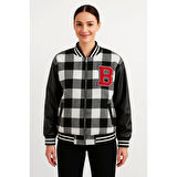 Lucky Life Kolları Suni Deri Içi Astarlı Oduncu Kolej Içi Ceket - Gri