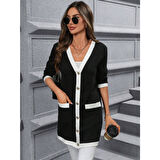 Lucky Life Kadın Uzun Kollu Cepli önden Düğmeli Uzun Modal Ceket