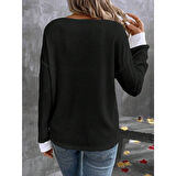 Lucky Life Kadın Uzun Kollu V Yakalı Waffle Bluz