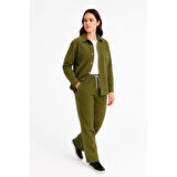 Lucky Life  Kadife Oversize Takım – Gömlek Ve Pantolon İkili Set Füme Corduroy Şıklığı, Rahat Ve Zarif Duruş Yumuşak Dokulu Kadife Kumaş, Düğmeli Gömlek Üst Ve Lastikli Pantolon Alt Parça Ile Gün Boyu Konfor- Haki