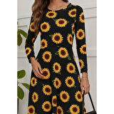 Lucky Life Kadın Fakir Kol Bisiklet Yaka Midi Mikro Elbise