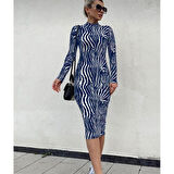 Lucky Life Kadın Uzun Kollu Mikro Midi Elbise