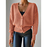 Lucky Life Kadın Uzun Kollu Düğme Detay Triko Bluz