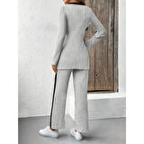 Lucky Life Kadın Uzun Kollu V Yakalı çapraz Detaylı şardonlu Kaşkorse Bluz Ve Pantolon Ikili Takım