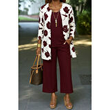 Lucky Life Kadın Uzun Kollu önü Açık Modal Ceket Kolsuz Viskon Iki Iplik Bluz Ve Pantolon üçlü Takım