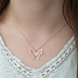 ​Gümüş Rose Bahar Kelebeği Kadın Kolye