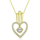 Gümüş Gold Kalpli Tek Taş Kadın Kolye