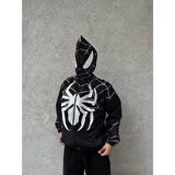 Lucky Life Unisex Uzun Kollu Kapşonlu Rüzgarlik - Siyah