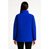 Lucky Life Bomber Mont Ceket – Su İtici Kumaş, Kapitone Astarlı, Fermuarlı, Kışlık - Saks Mavisi