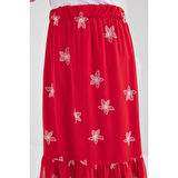 Lucky Life Kadın Desenli Şifon Etek - A.Kırmızı