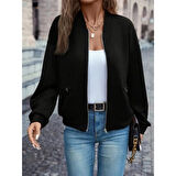 Lucky Life Kadın Uzun Kollu önden Fermuarlı Cepli Modal Ceket