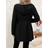 Luck Life Lucky Life Kadın Uzun Kollu Kapşonlu çift Taraflı Cepli Bağcıklı Fermuarlı Viskon Iki Iplik Ceket