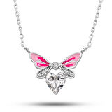 Lucky Life Gümüş Beyaz Kalp Peri Kanatlı Kolye