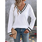 Lucky Life Kadın Uzun Kollu V Yakalı Waffle Bluz