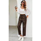 Lucky Life Kadın Yüksel Bel Bağcıklı Deri Pantolon