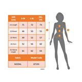 Lucky Life Lucky Life Kadın Uzun Kollu Yakadan Fermuarlı Kot Görünüm Desenli Uzun Modal Bluz